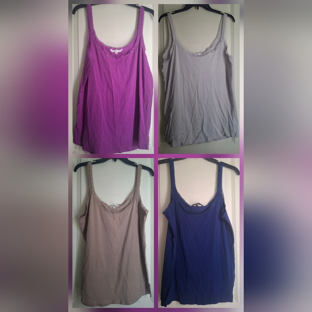 Victoria's Secret Lace Trim Camisole Bundle Sz XL Lace Longwear Comfty Casualk10